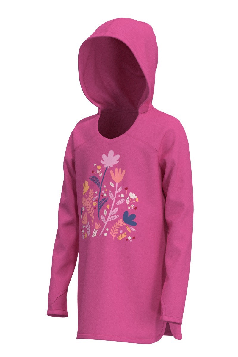 Kid's Seacoast Swim Cover-Up Dress | Tulip Pink Blooming Forest