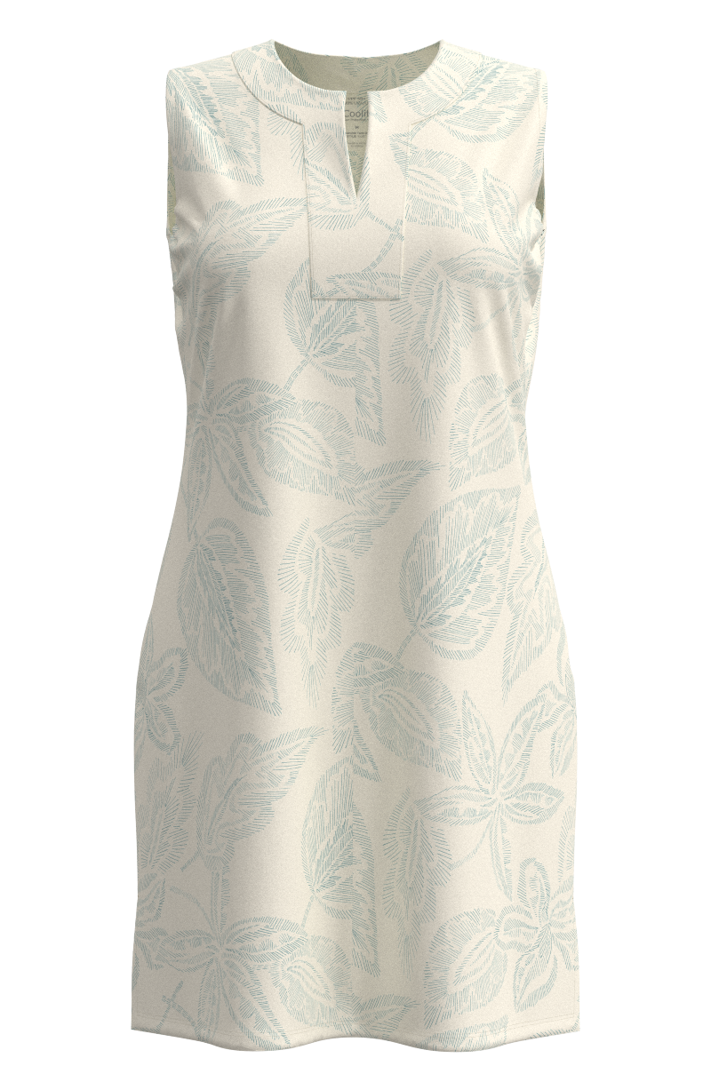 Women's Oceanside Tank Dress | Vanilla Embroidered Leaves