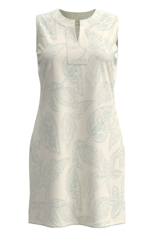 Women's Oceanside Tank Dress | Vanilla Embroidered Leaves