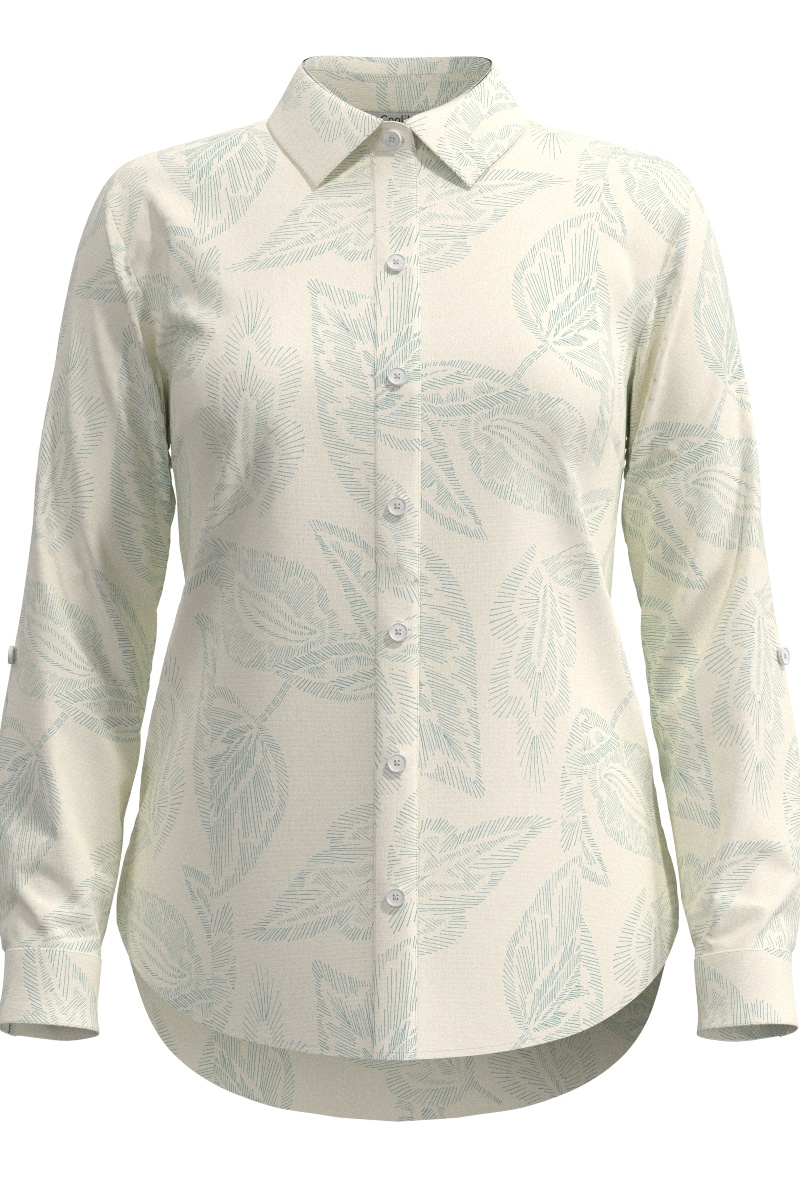 Women's Hepburn Shirt | Vanilla Embroidered Leaves
