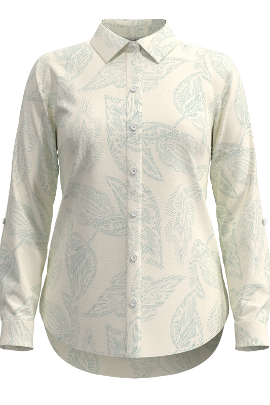Women's Hepburn Shirt | Vanilla Embroidered Leaves