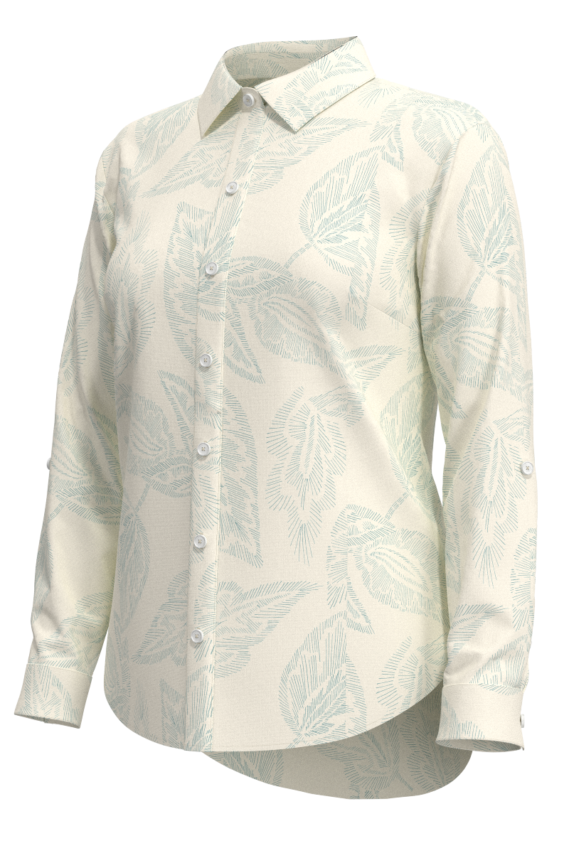 Women's Hepburn Shirt | Vanilla Embroidered Leaves