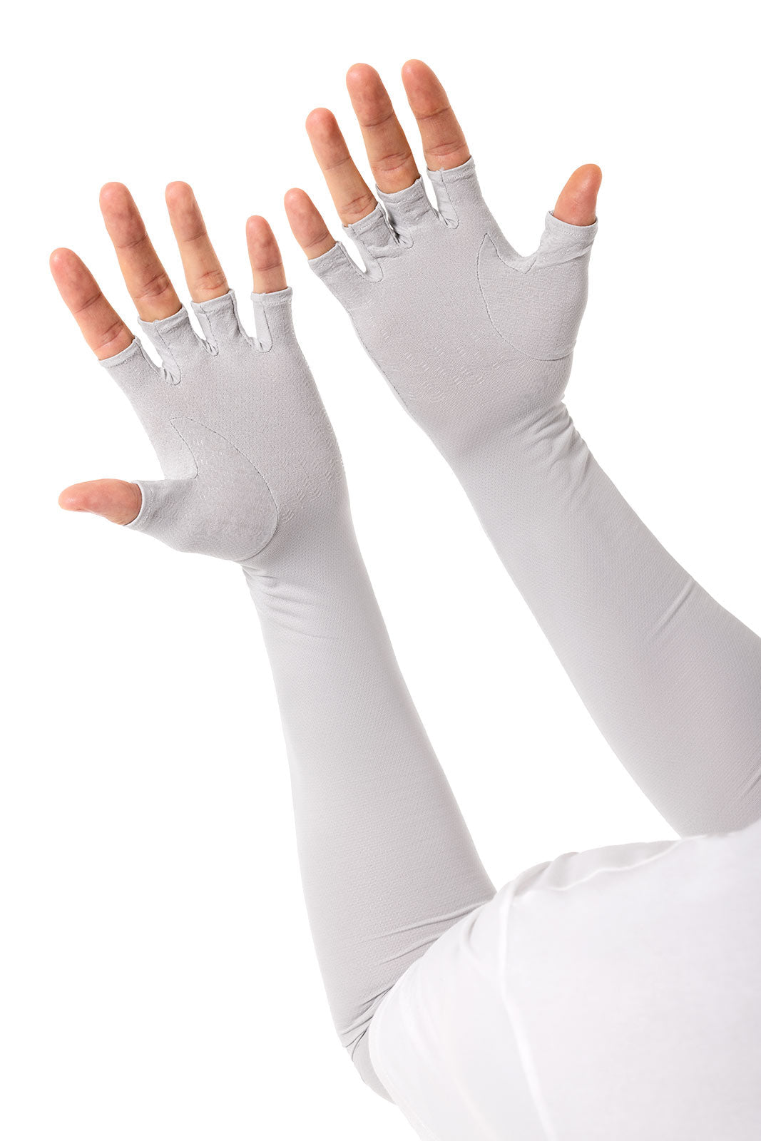 Unisex Perpetua UV Long Fingerless Gloves | Sleek Grey