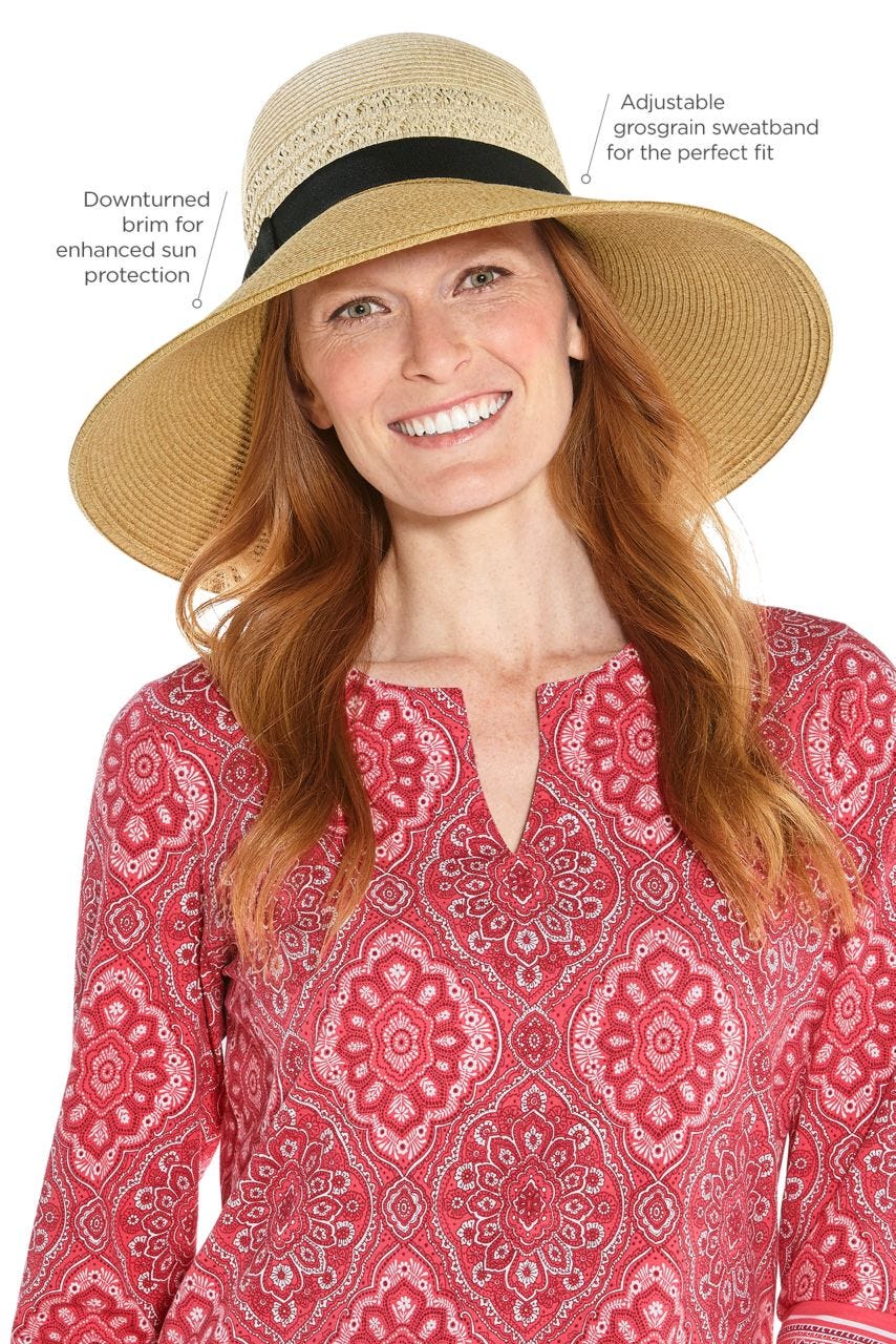 Women's Shannon Wide Brim Beach Hat | Natural Color block