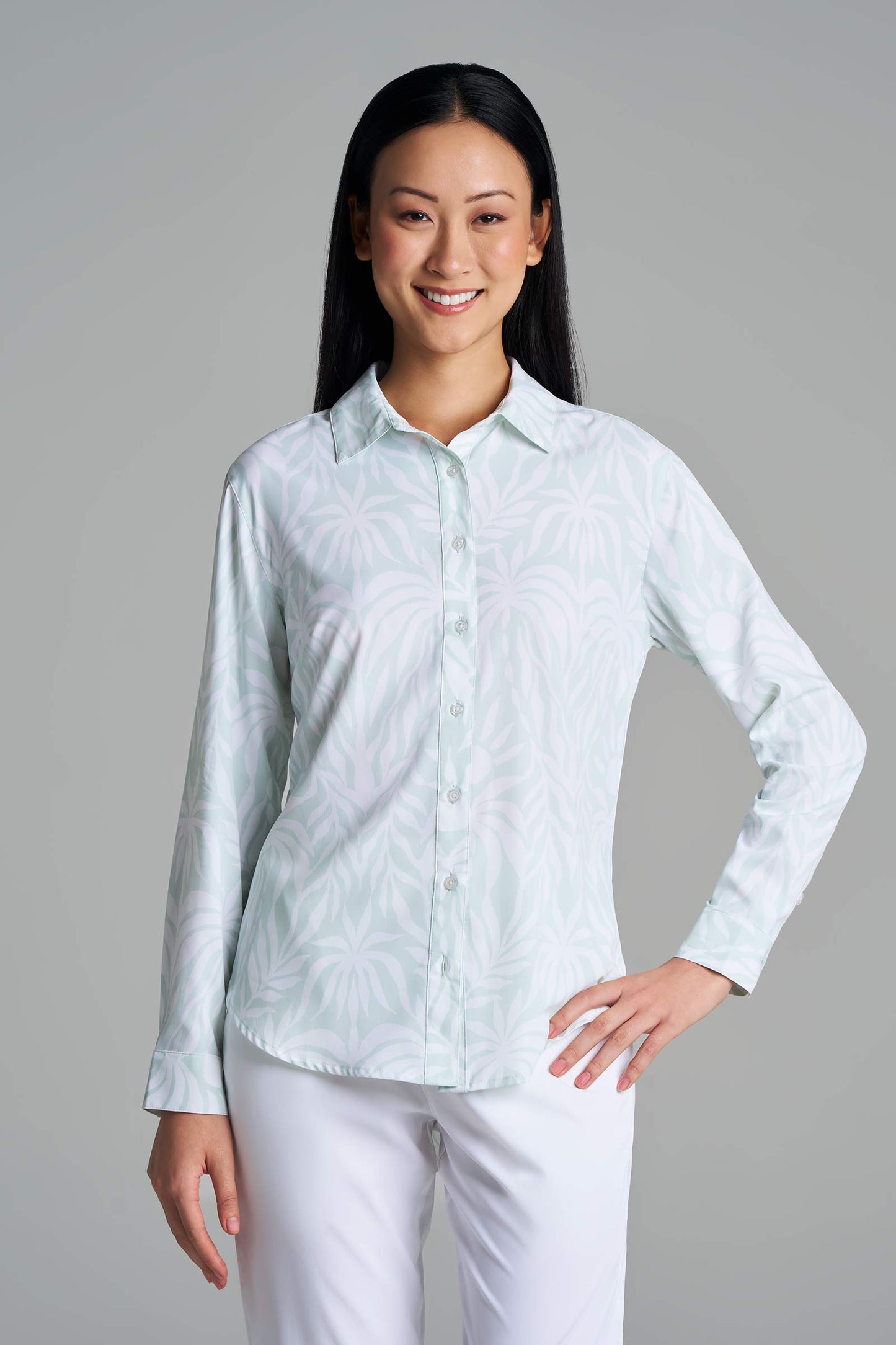Women's Rhodes Shirt | Misty Aqua American Palm