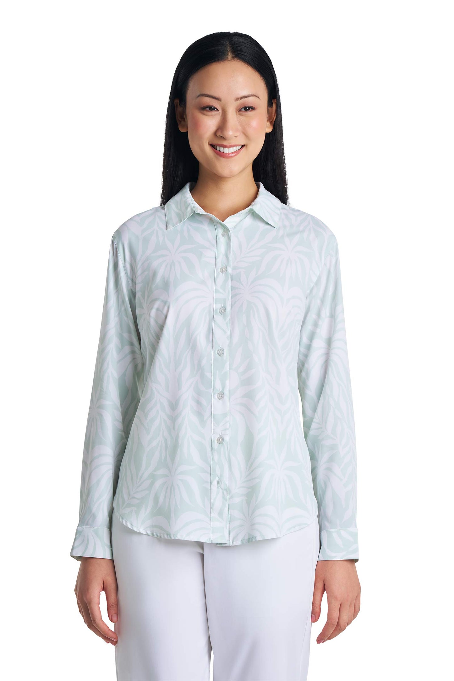 Women's Rhodes Shirt | Misty Aqua American Palm