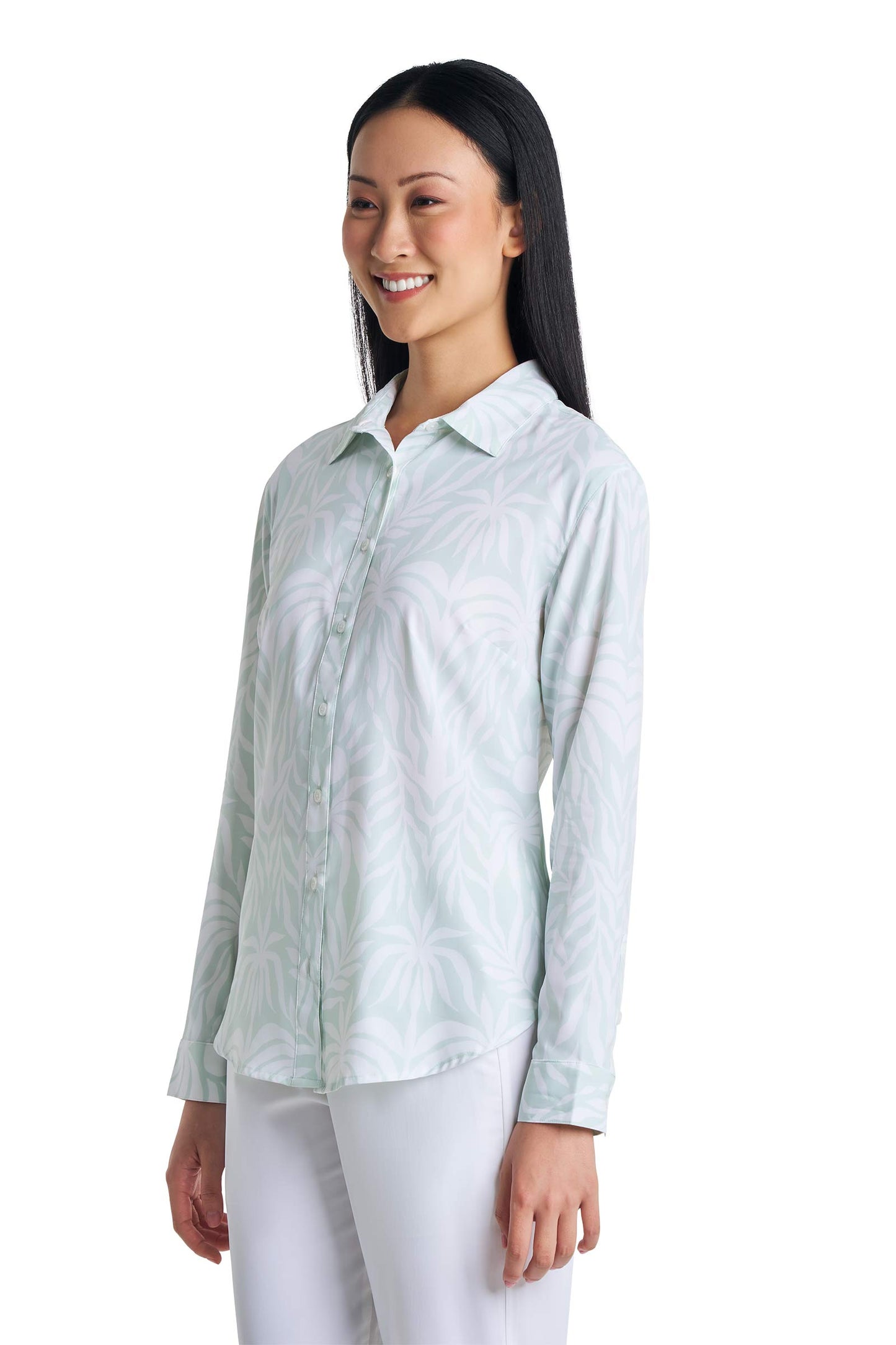 Women's Rhodes Shirt | Misty Aqua American Palm