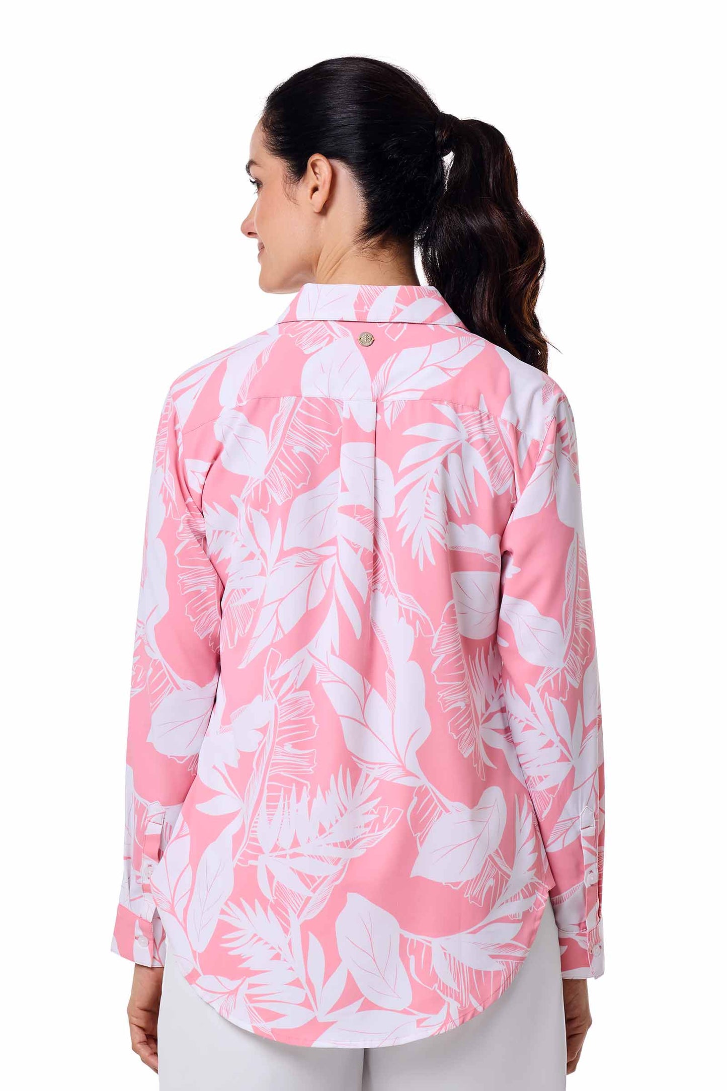 Women's Rhodes Shirt | Flamingo Pink Palm Paradise