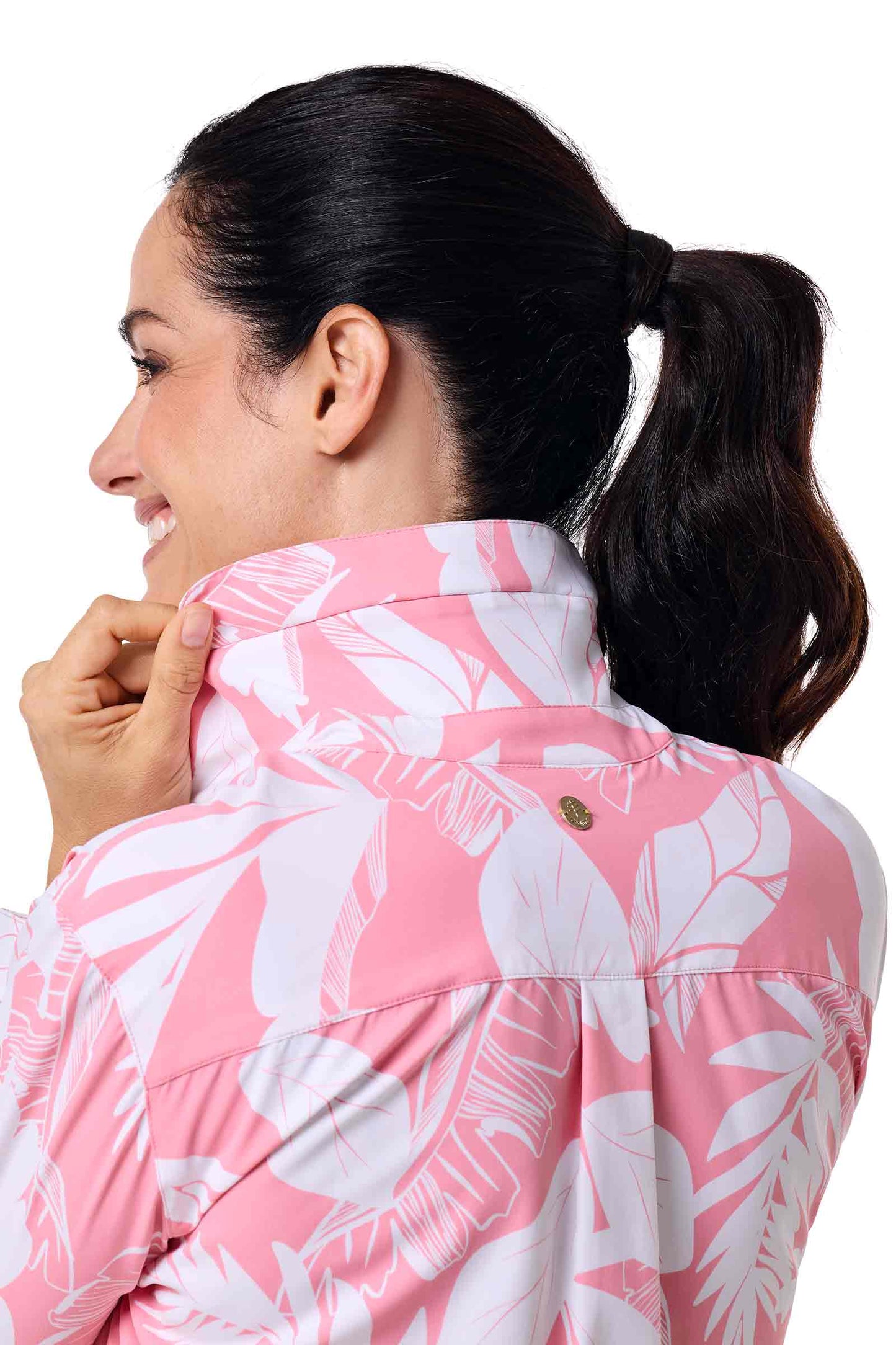 Women's Rhodes Shirt | Flamingo Pink Palm Paradise