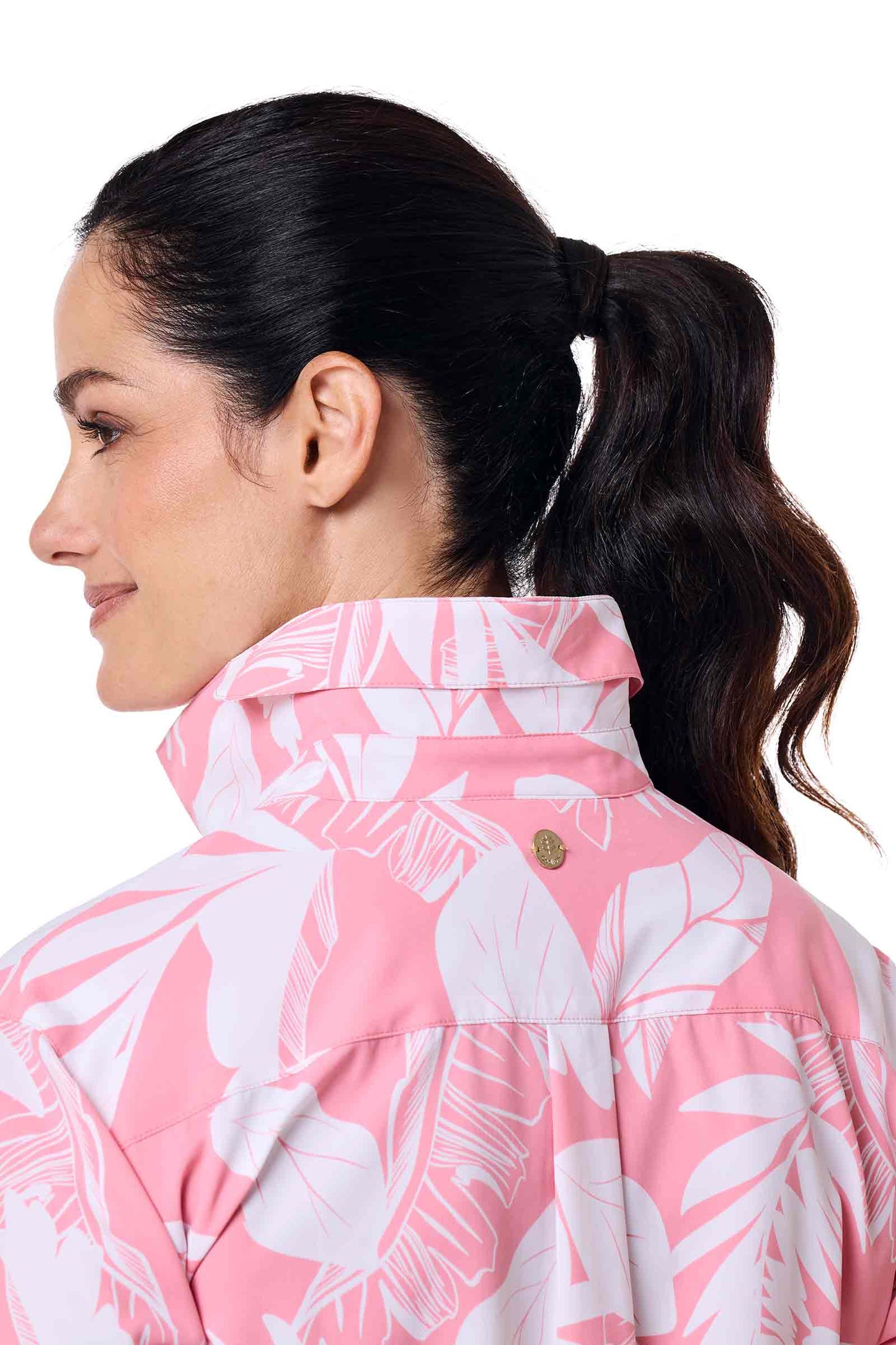 Women's Rhodes Shirt | Flamingo Pink Palm Paradise