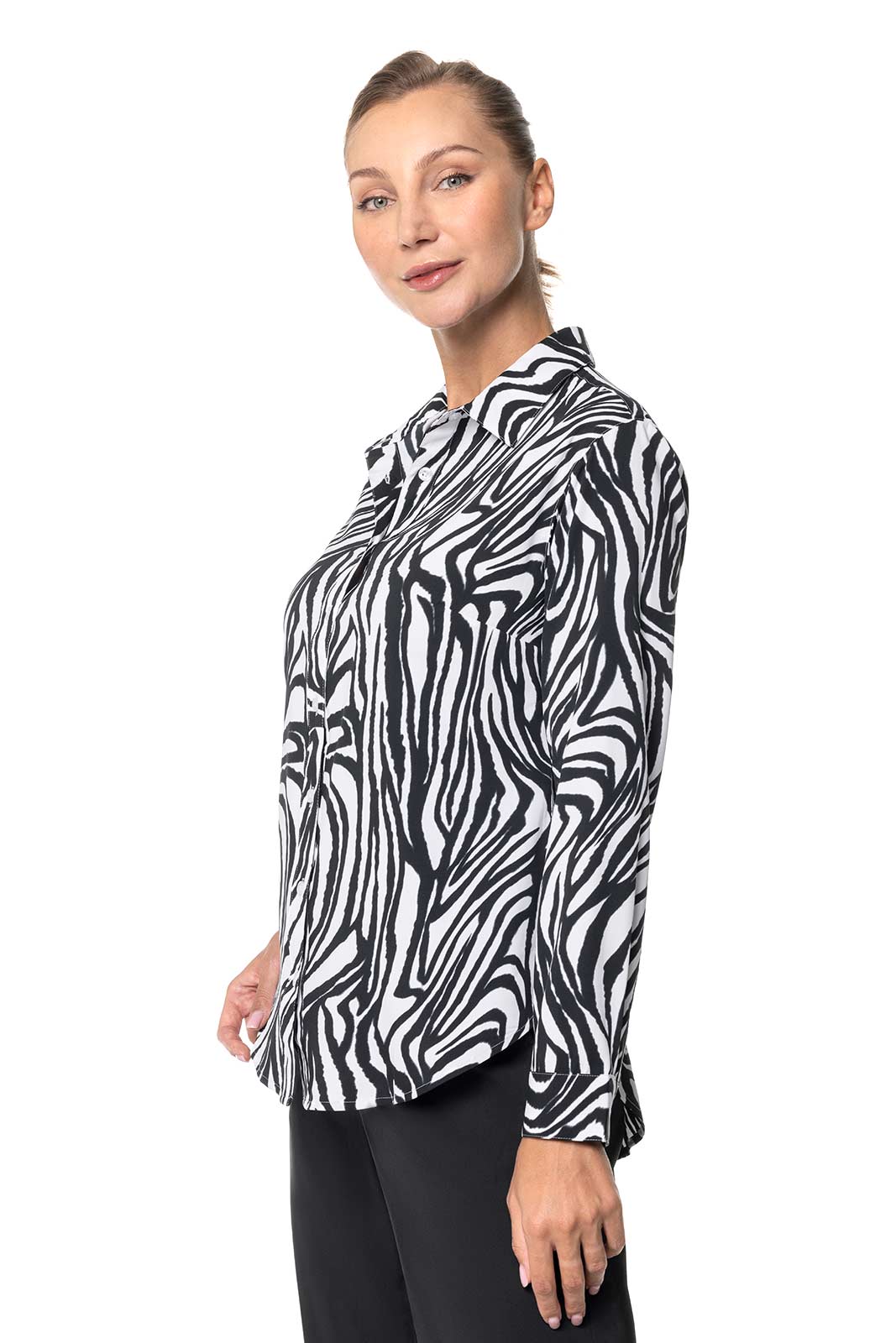 Women's Rhodes Shirt | Black/White Running Zebra