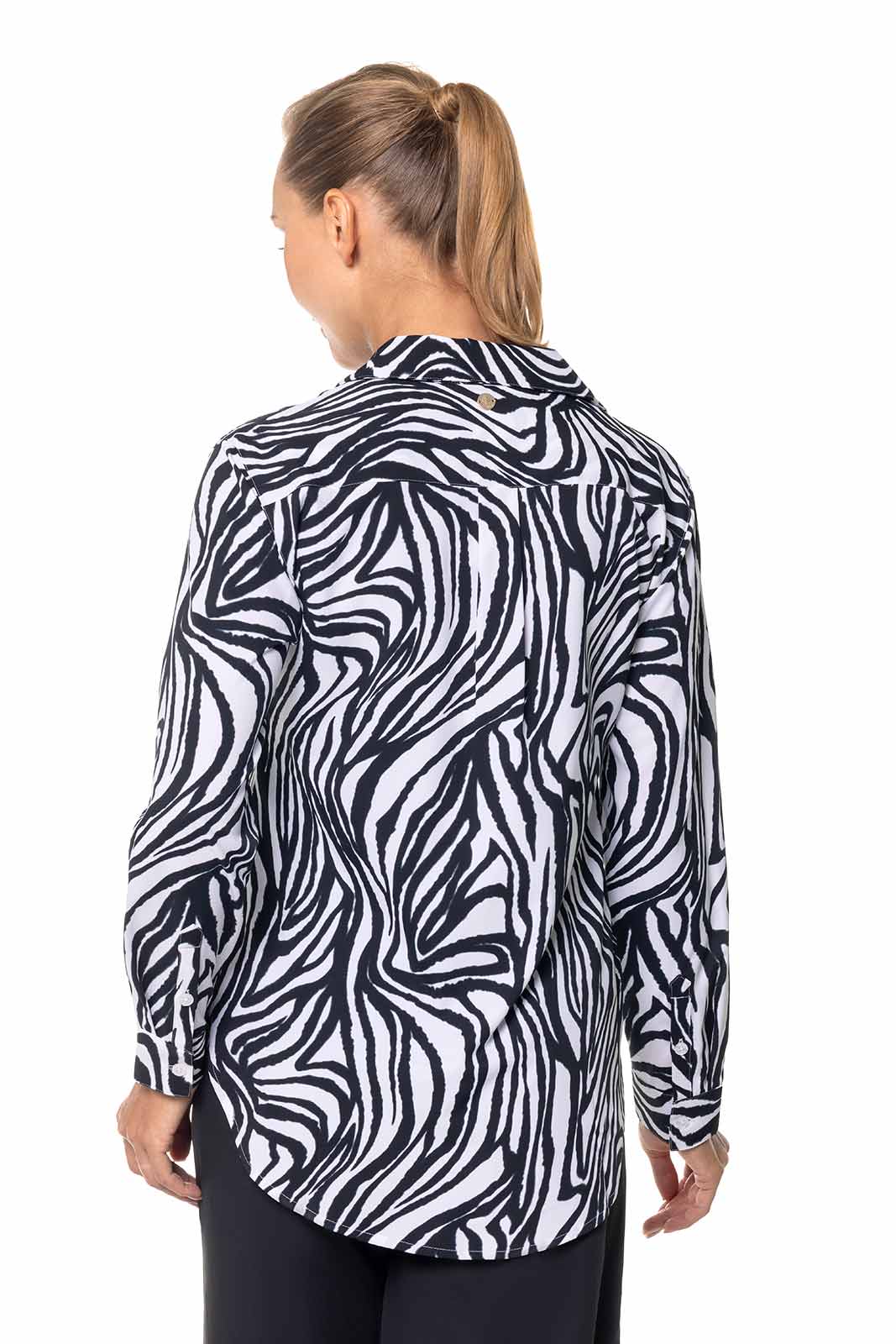 Women's Rhodes Shirt | Black/White Running Zebra