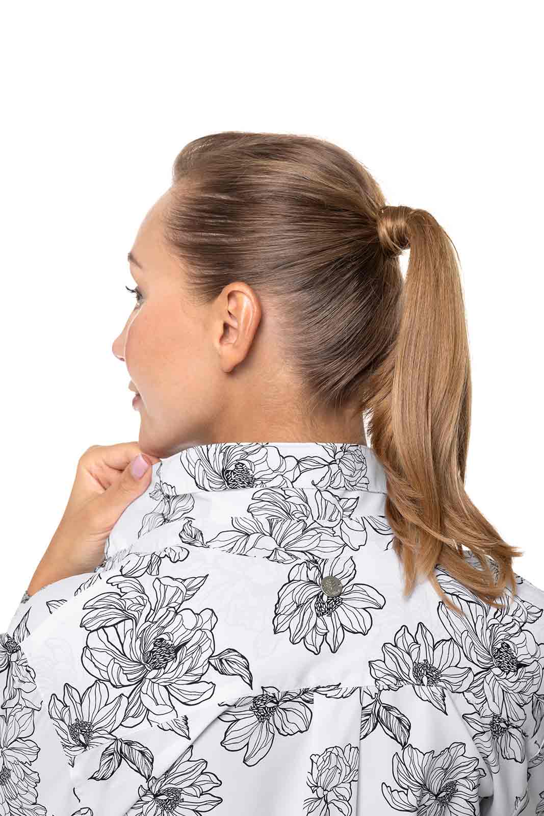 Women's Rhodes Shirt | White/Black Perfect Peony