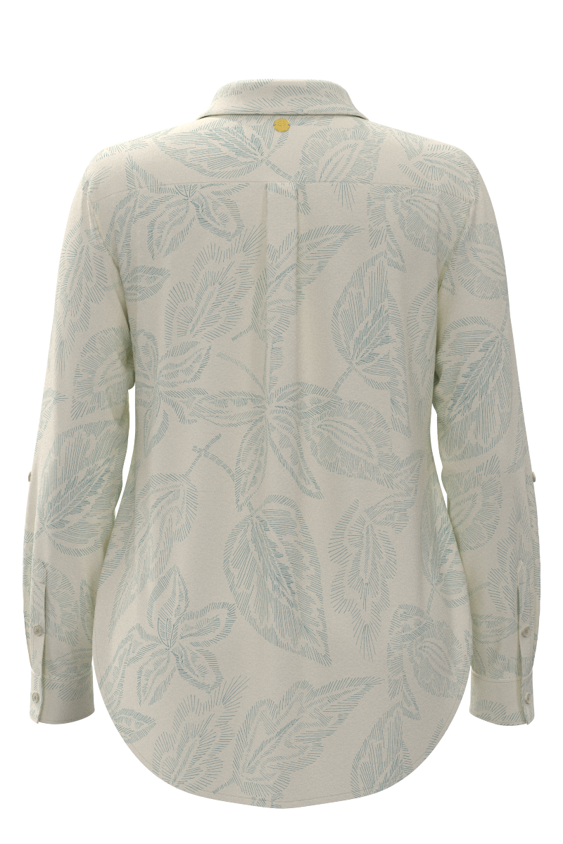 Women's Rhodes Shirt | Vanilla Embroidered Leaves