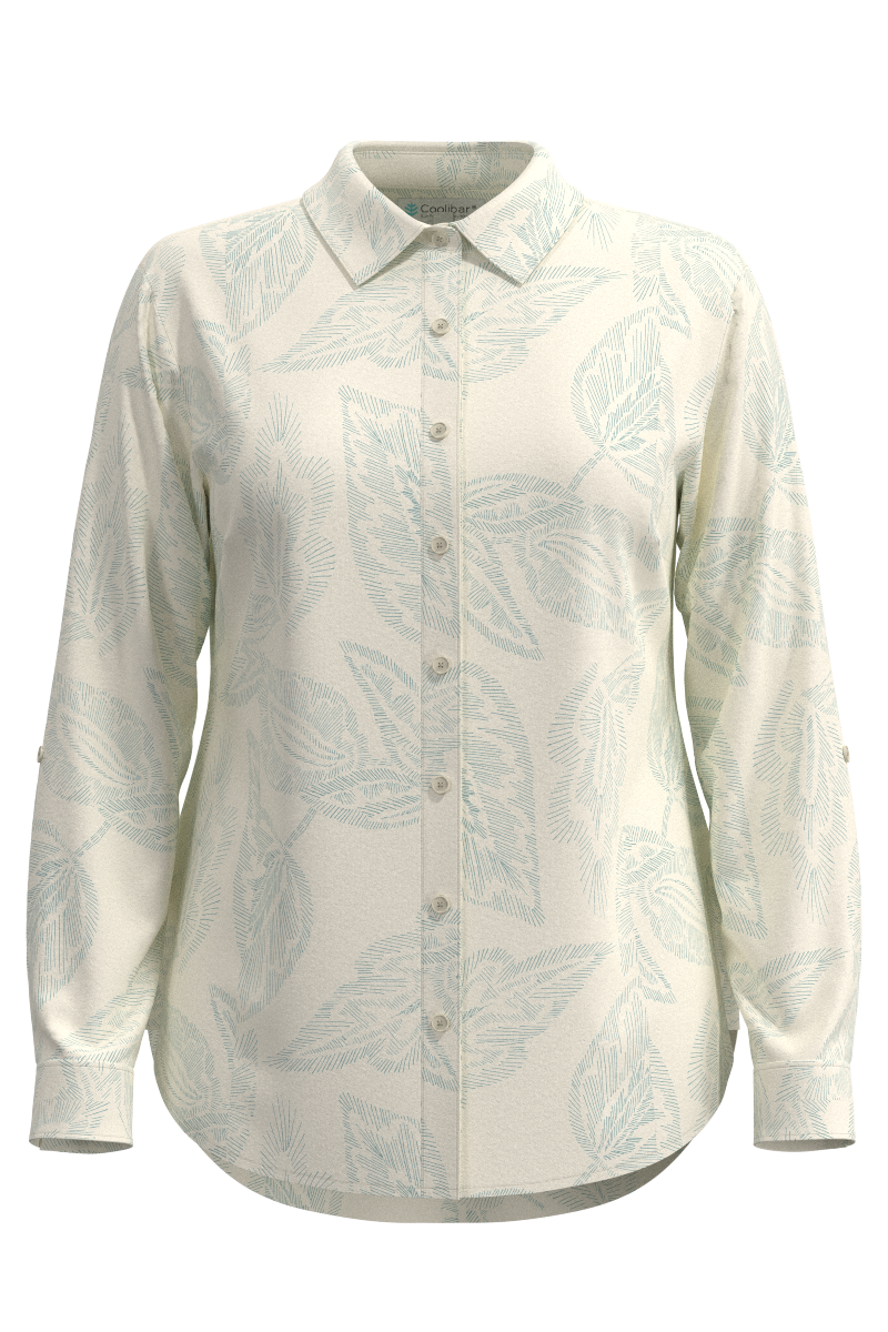 Women's Rhodes Shirt | Vanilla Embroidered Leaves