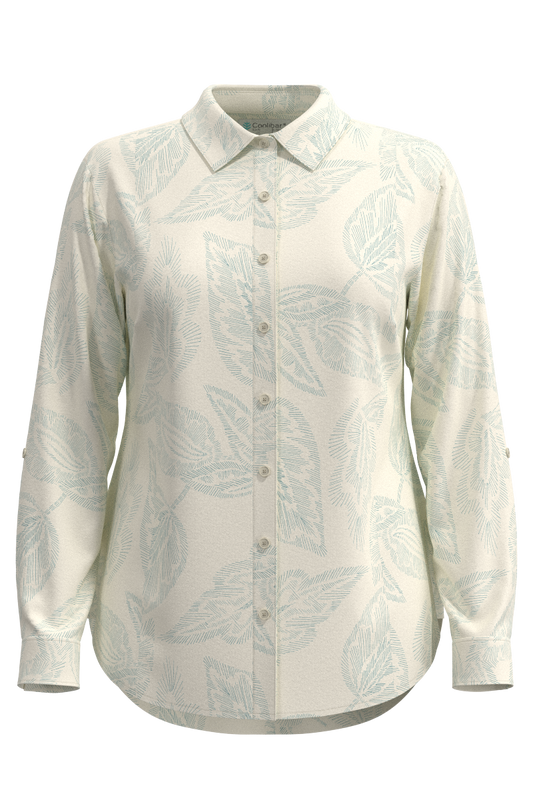 Women's Rhodes Shirt | Vanilla Embroidered Leaves
