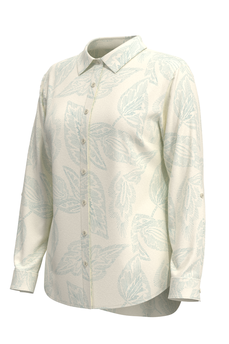 Women's Rhodes Shirt | Vanilla Embroidered Leaves