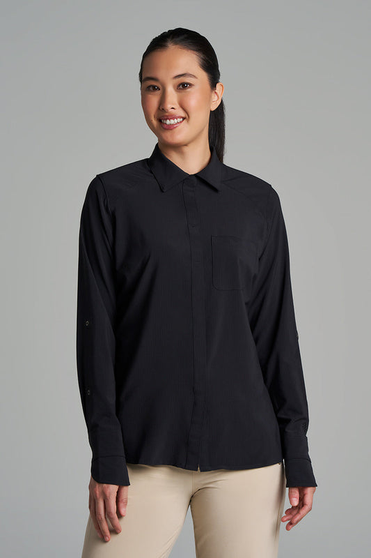 Women's Amara Smart Shirt | Black Shadow Stripe
