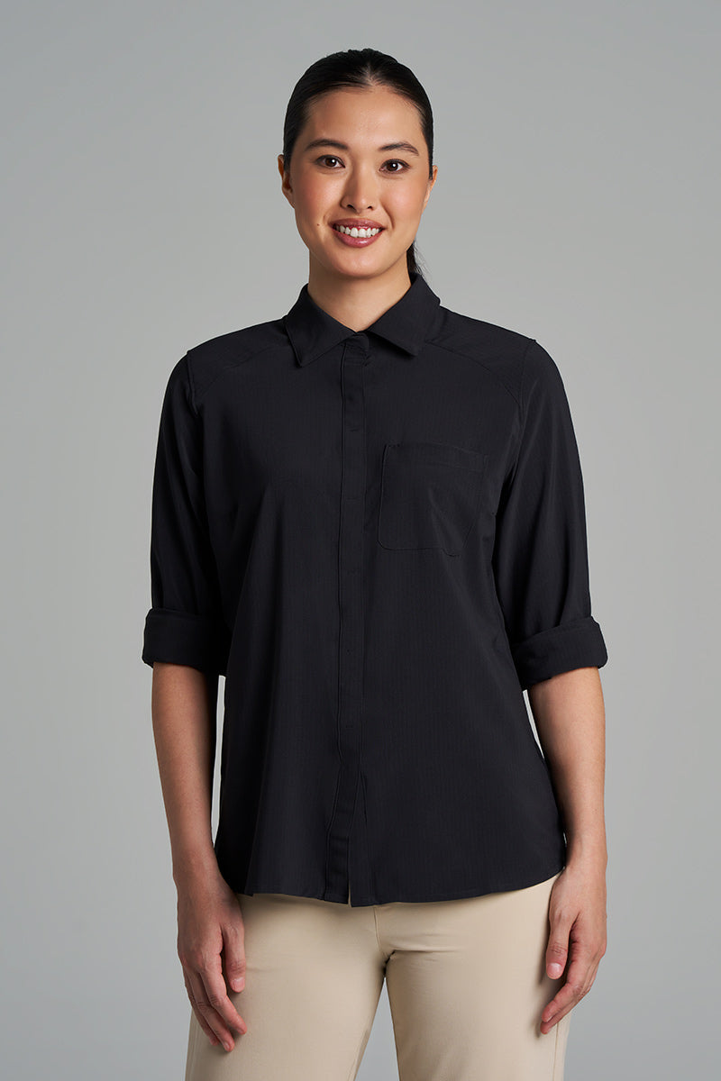 Women's Amara Smart Shirt | Black Shadow Stripe