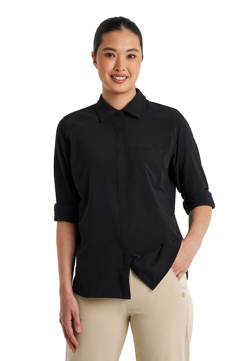 Women's Amara Smart Shirt | Black Shadow Stripe