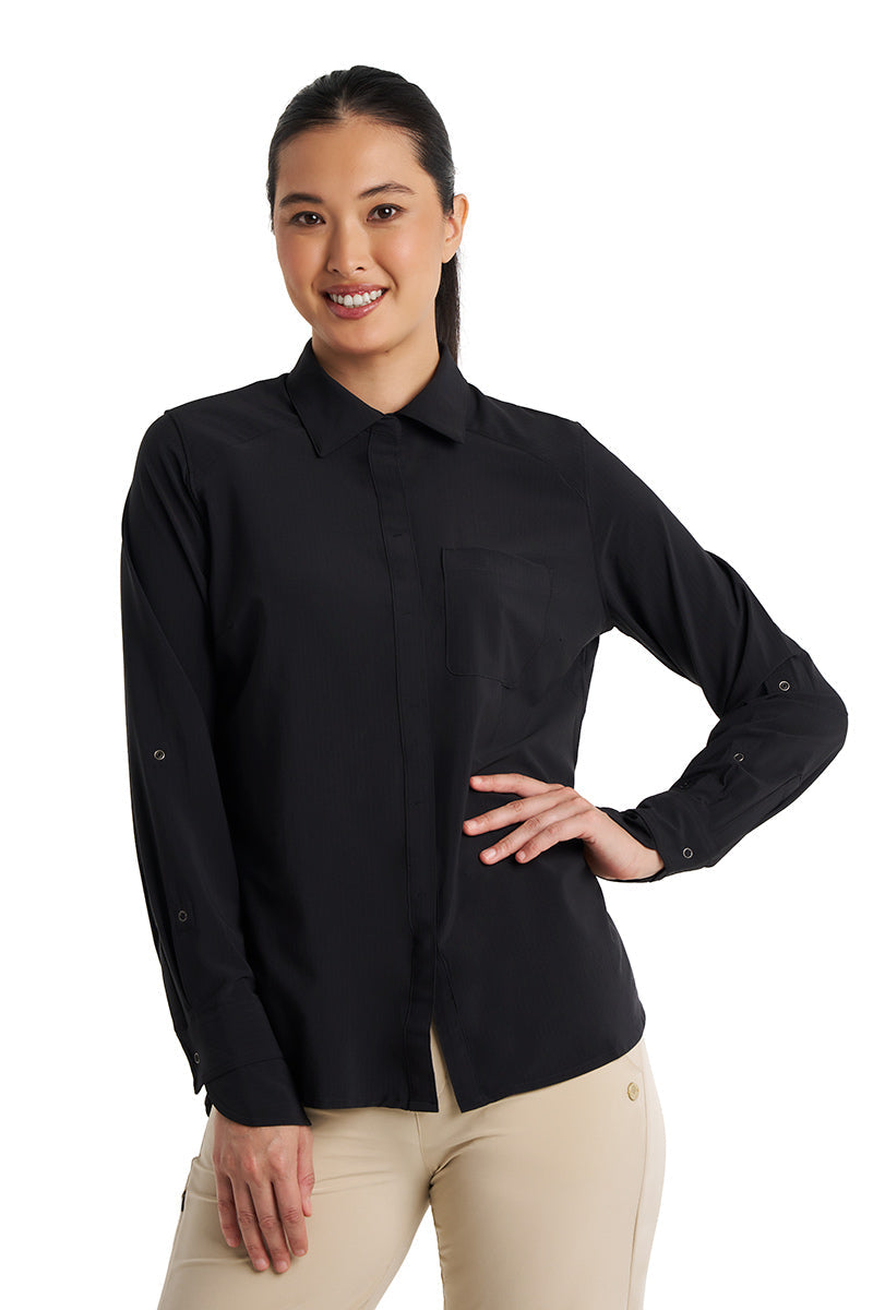 Women's Amara Smart Shirt | Black Shadow Stripe