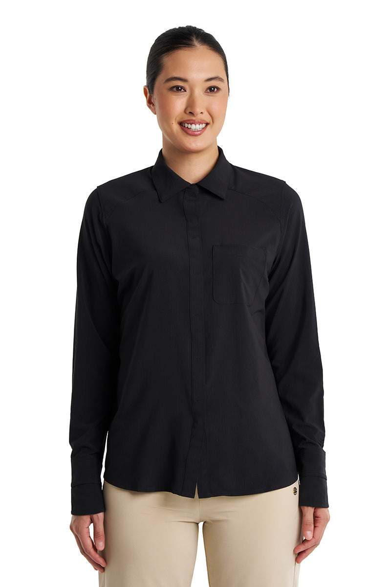 Women's Amara Smart Shirt | Black Shadow Stripe