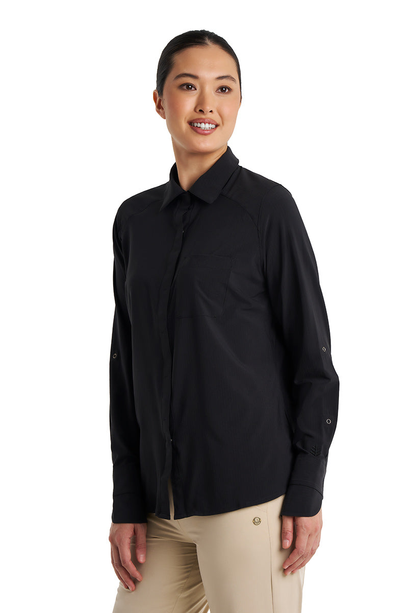 Women's Amara Smart Shirt | Black Shadow Stripe