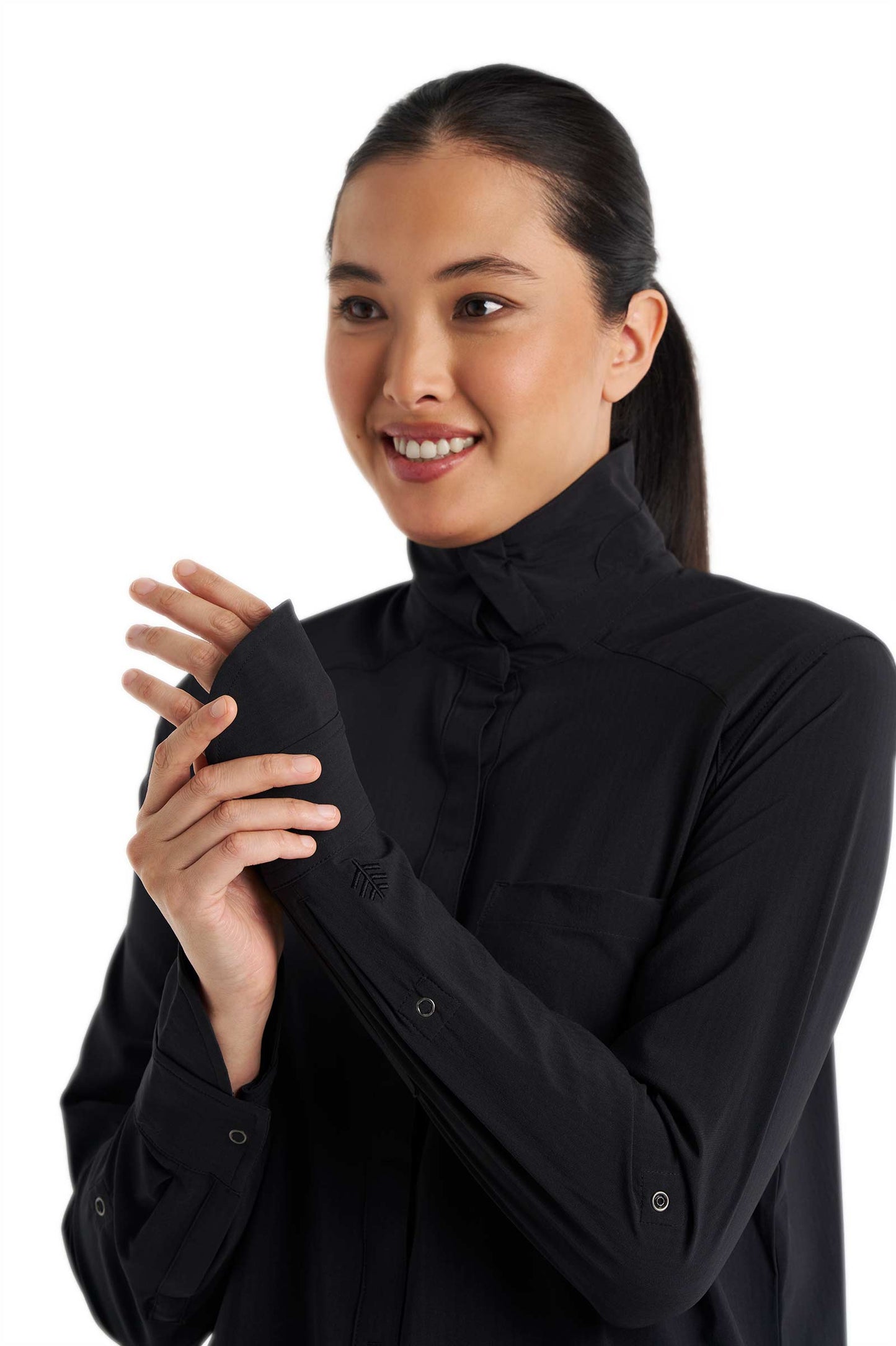 Women's Amara Smart Shirt | Black Shadow Stripe