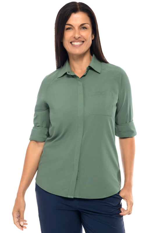 Women's Amara Smart Shirt | Pine Green Stripe