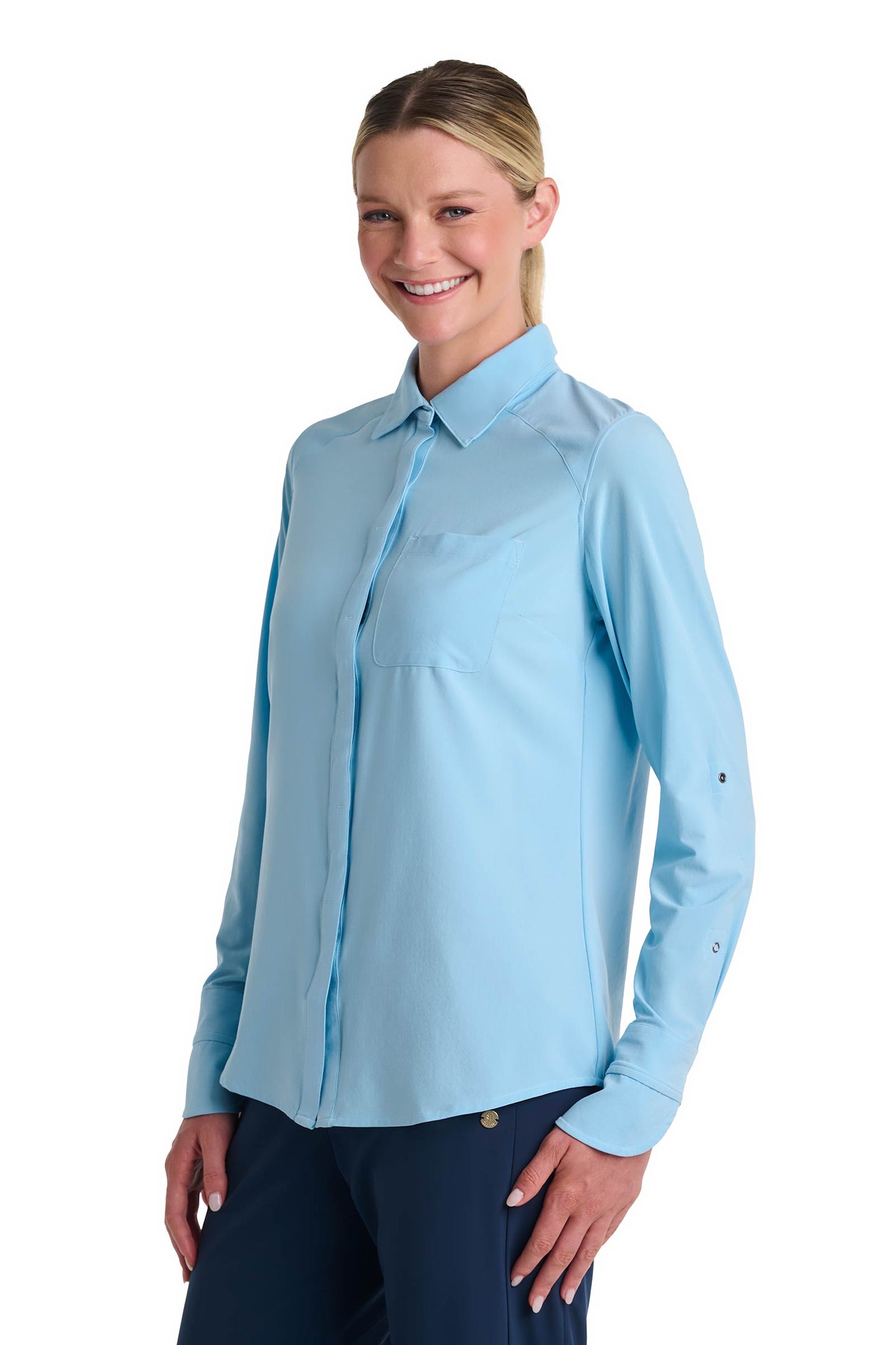 Women's Amara Smart Shirt | Arctic Blue Shadow Stripe