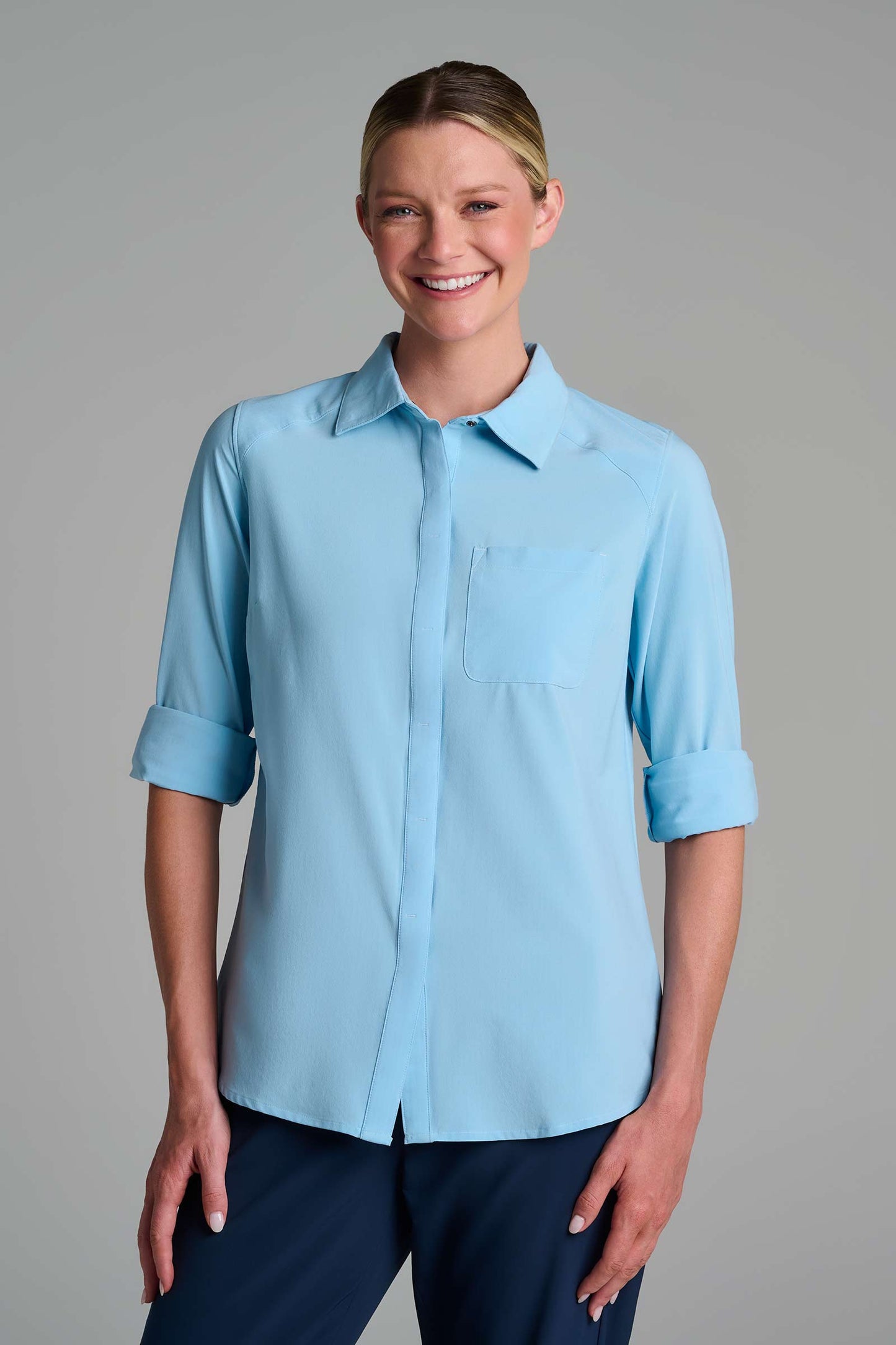 Women's Amara Smart Shirt | Arctic Blue Shadow Stripe
