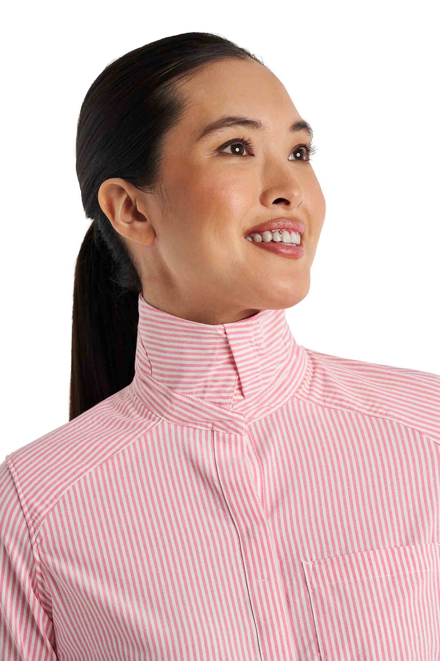Women's Amara Smart Shirt | White/Flamingo Pink Stripe