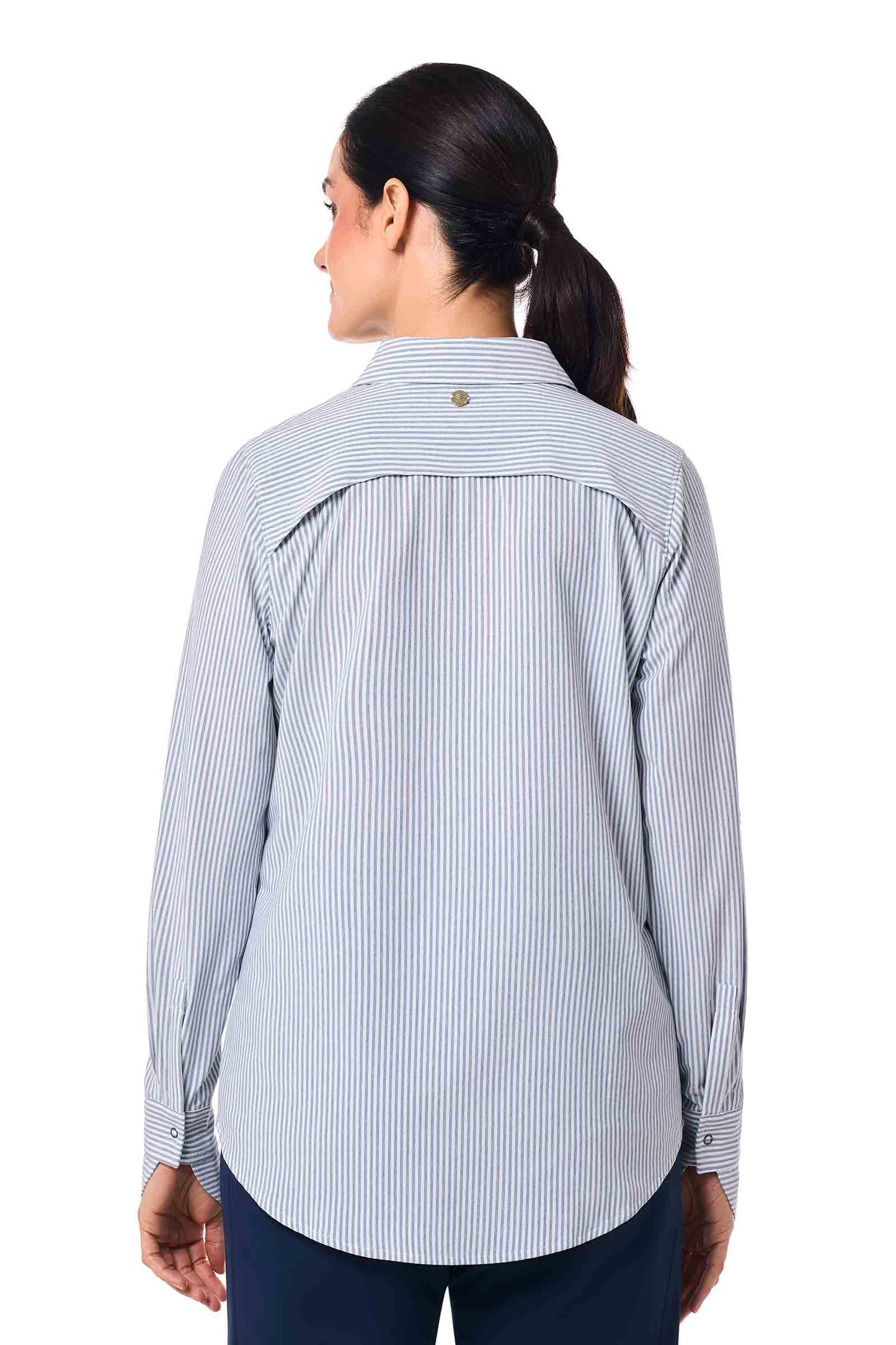 Women's Amara Smart Shirt | White/Navy Stripe