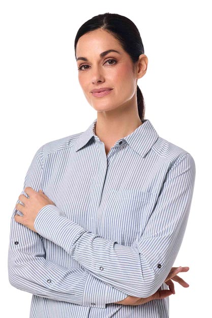 Women's Amara Smart Shirt | White/Navy Stripe