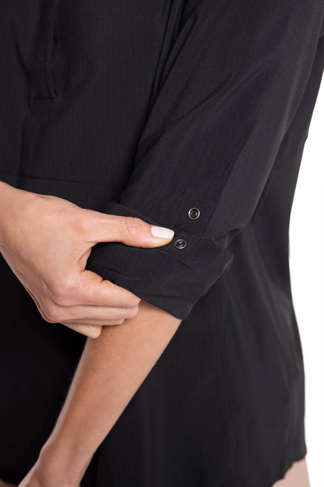 Women's Catona Funnel Neck Tunic Top | Black Shadow Stripe