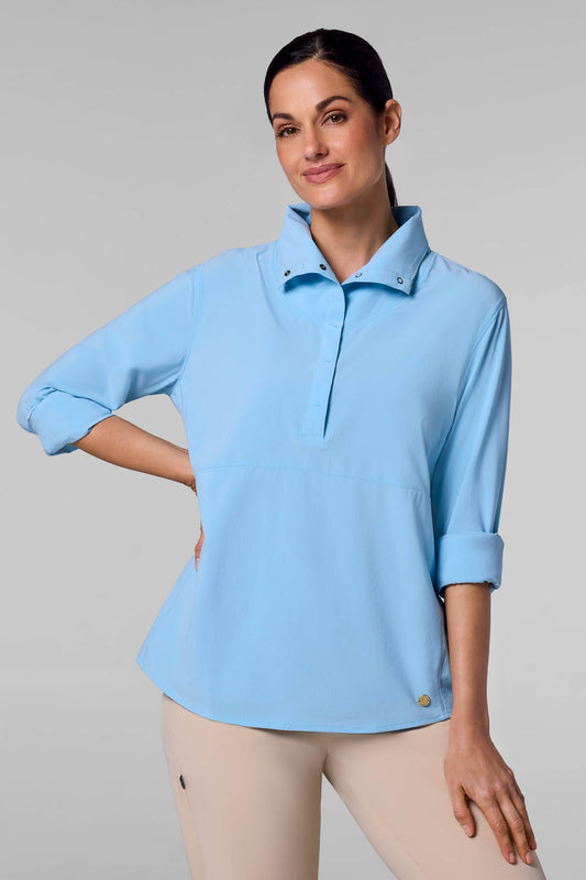 Women's Catona Funnel Neck Tunic Top | Arctic Blue Shadow Stripe
