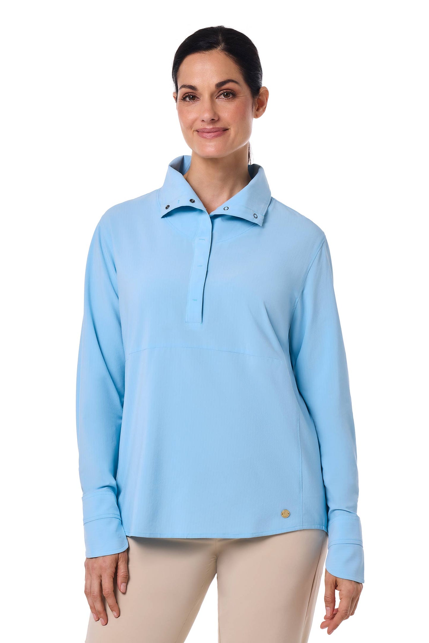 Women's Catona Funnel Neck Tunic Top | Arctic Blue Shadow Stripe