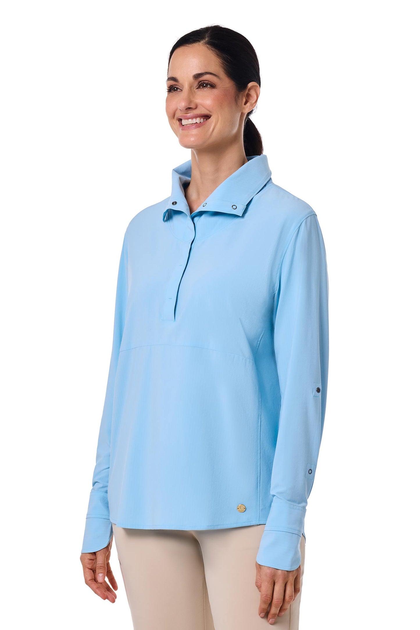Women's Catona Funnel Neck Tunic Top | Arctic Blue Shadow Stripe
