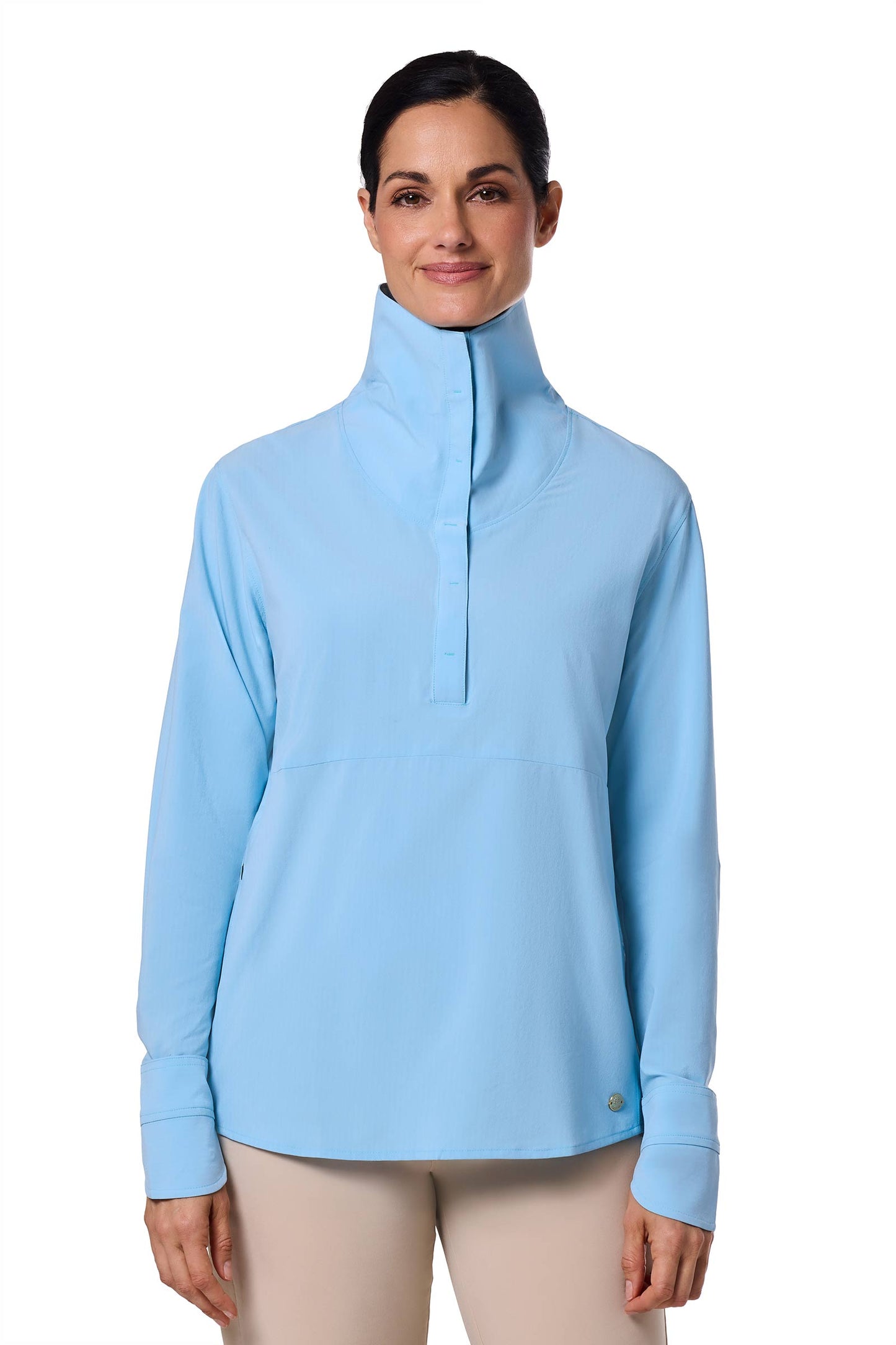 Women's Catona Funnel Neck Tunic Top | Arctic Blue Shadow Stripe