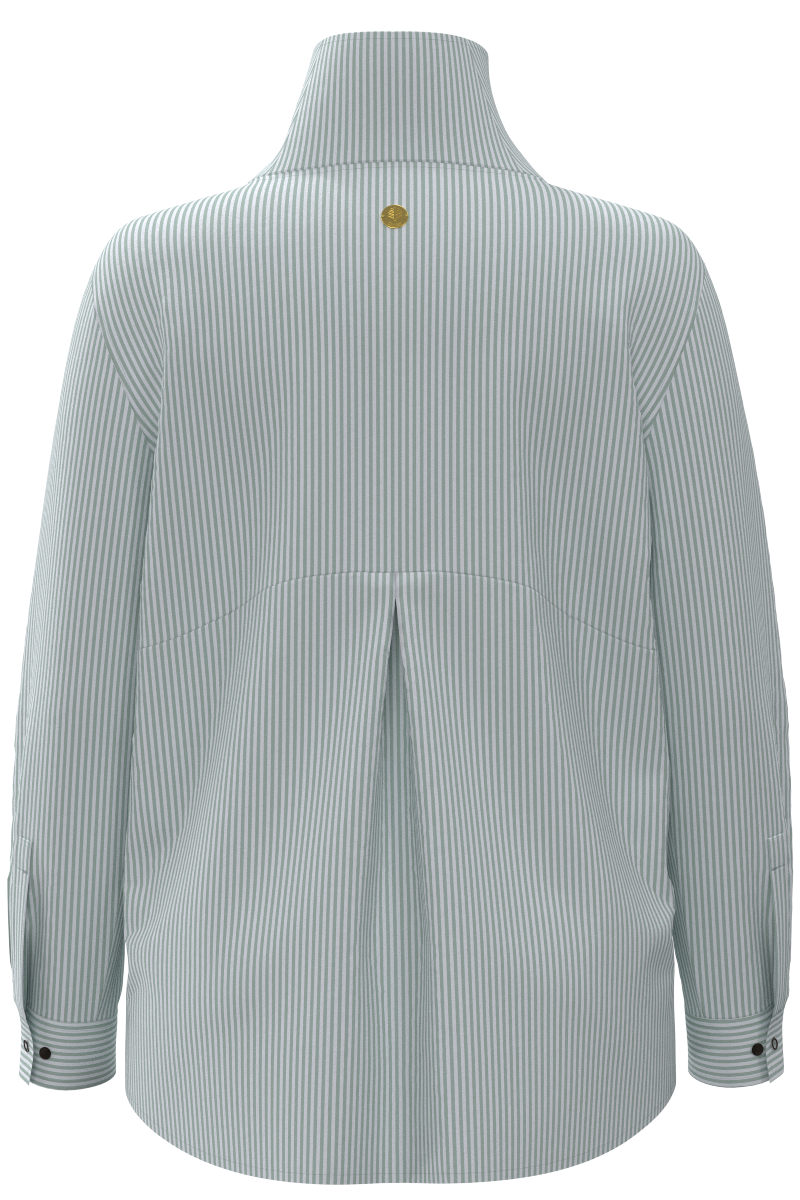 Women's Catona Funnel Neck Tunic Top | White/Misty Aqua Stripe