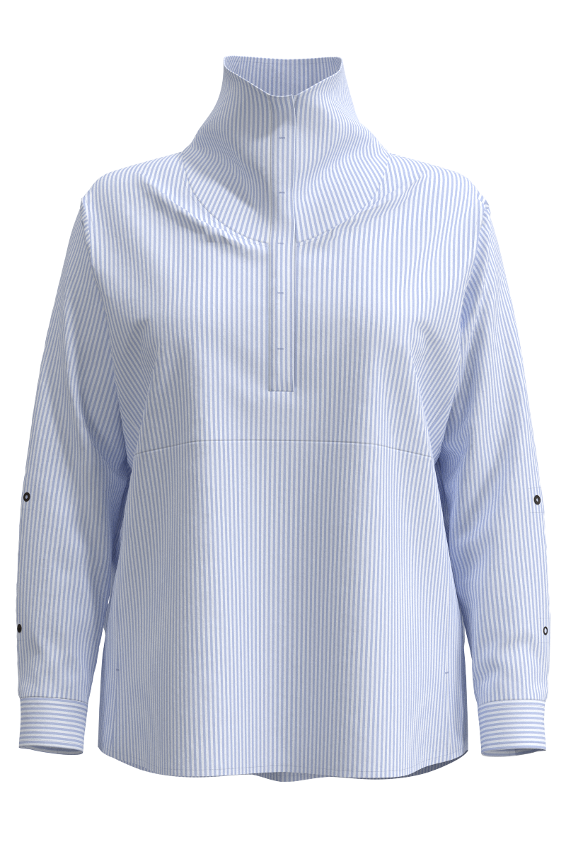 Women's Catona Funnel Neck Tunic Top | White/Periwinkle Stripe