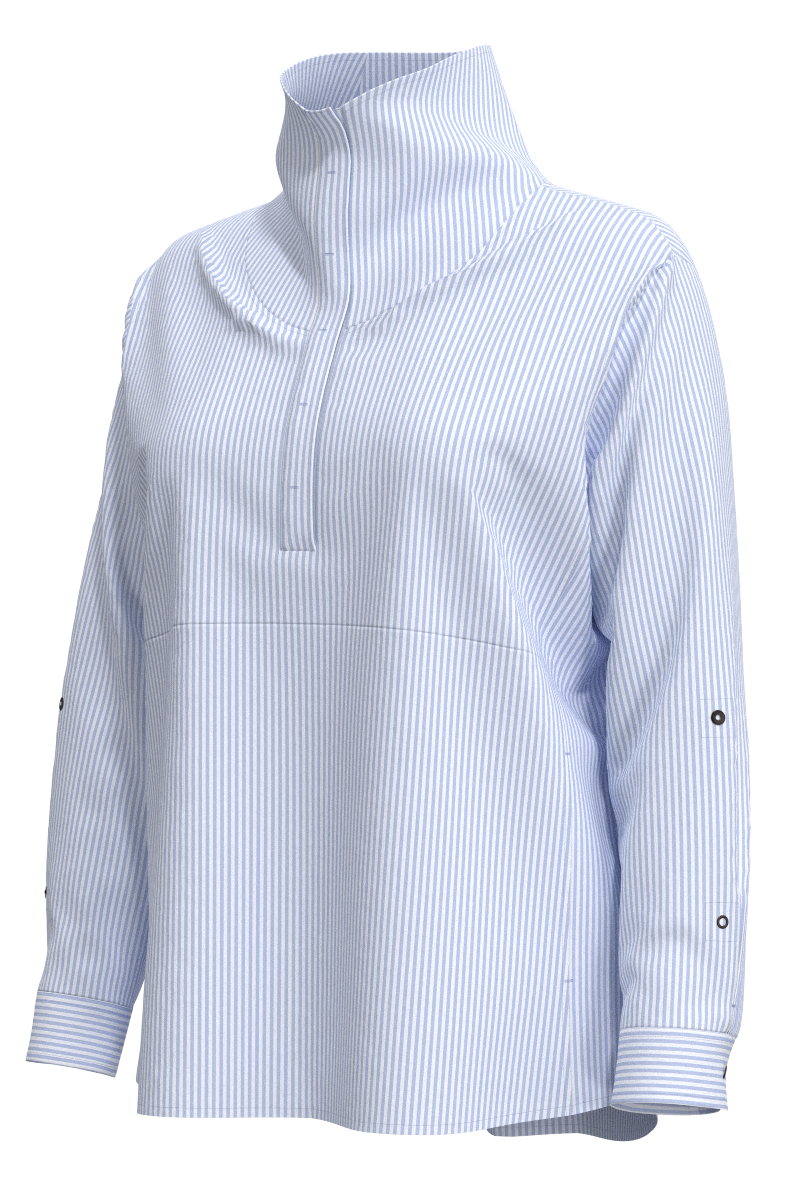 Women's Catona Funnel Neck Tunic Top | White/Periwinkle Stripe