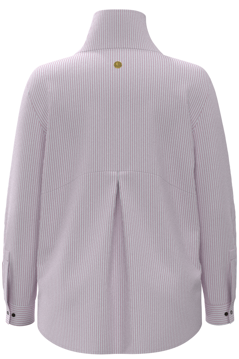 Women's Catona Funnel Neck Tunic Top | White/Powder Stripe