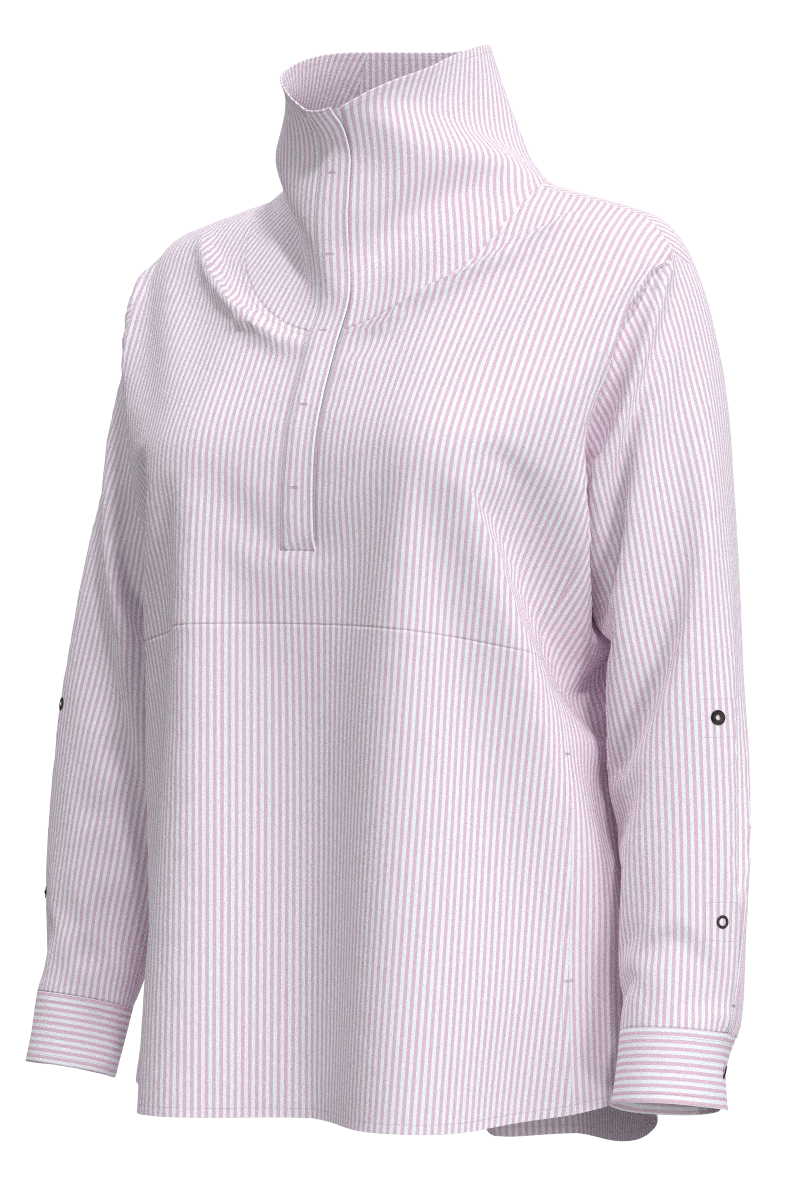 Women's Catona Funnel Neck Tunic Top | White/Powder Stripe