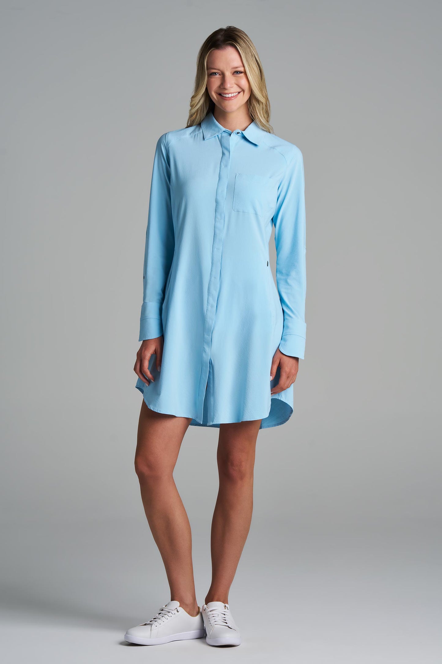 Women's Malta Travel Shirt Dress | Arctic Blue Shadow Stripe