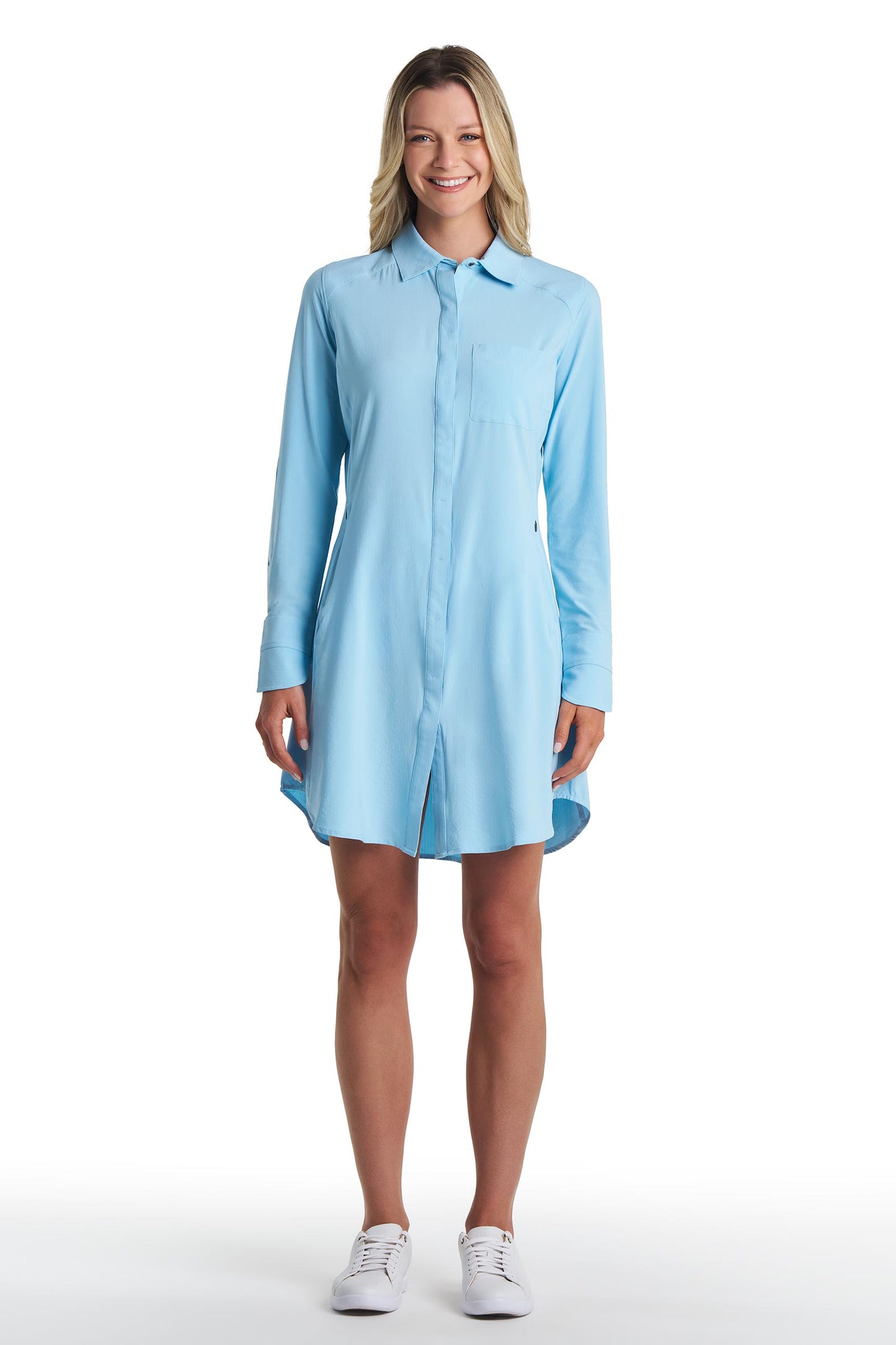 Women's Malta Travel Shirt Dress | Arctic Blue Shadow Stripe