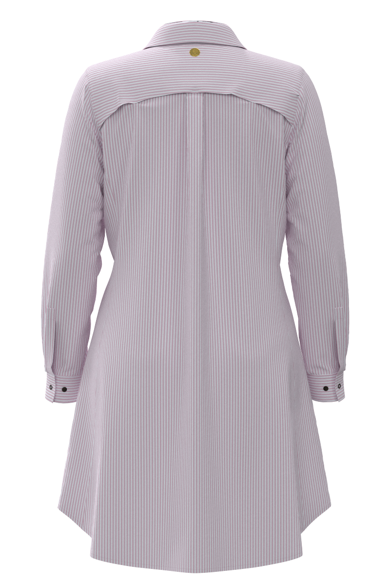 Women's Malta Travel Shirt Dress | White/Powder Stripe
