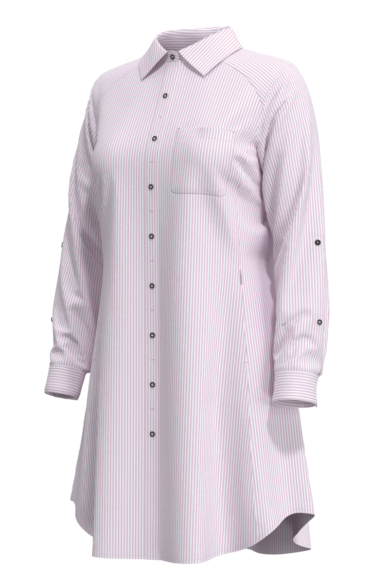 Women's Malta Travel Shirt Dress | White/Powder Stripe