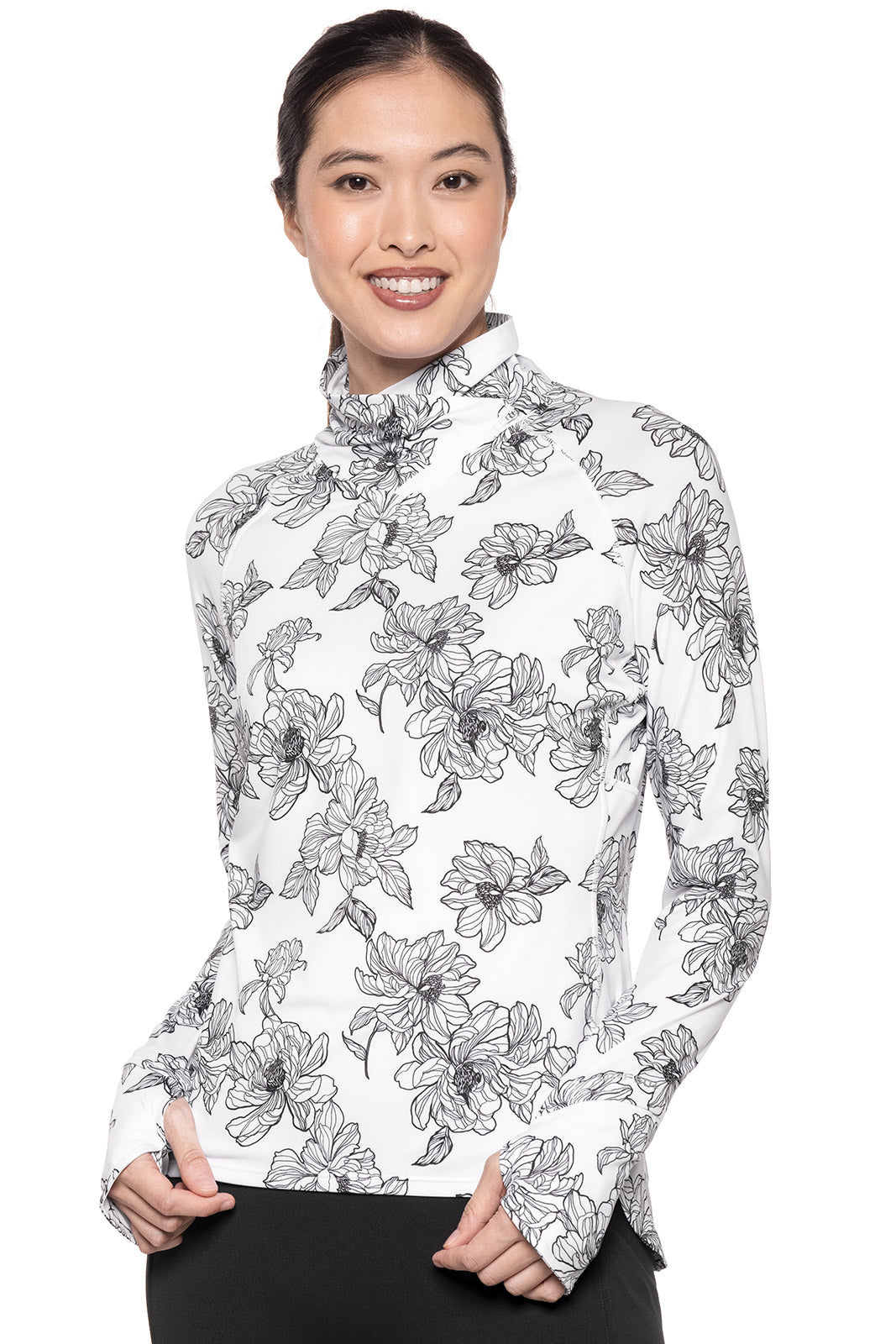 Women's Relay Pullover | White/Black Perfect Peony