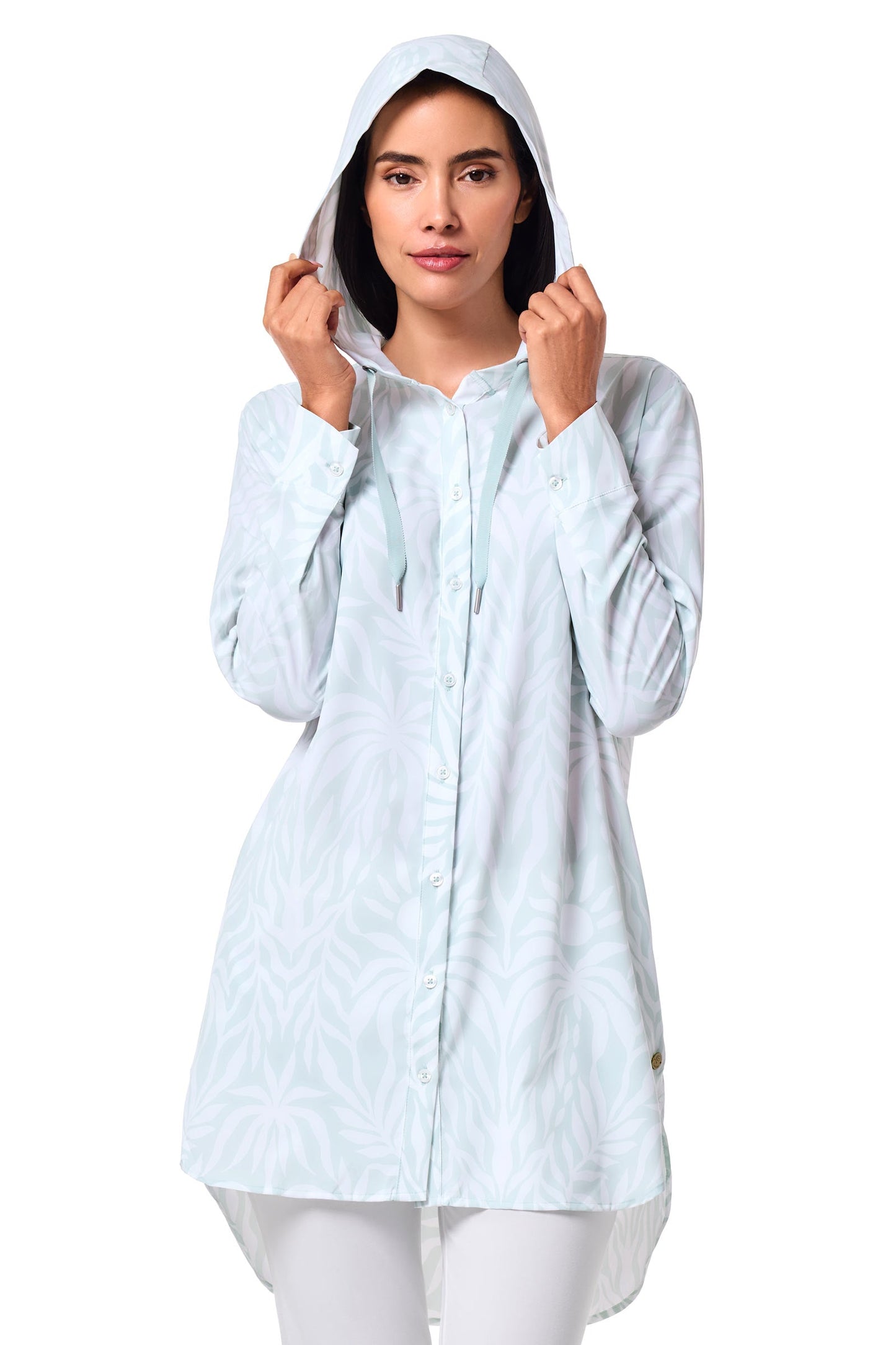 Women's Palma Aire Beach Shirt | Misty Aqua American Palm